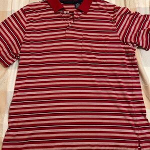 Men's Striped Polo Shirt - Red and White
